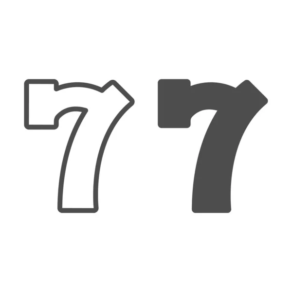 Lucky Seven, gokautomaat, 7 regels en solide icoon, gokconcept, nummer 7 vectorteken op witte achtergrond, outline style icoon voor mobiel concept en webdesign. vectorgrafieken. — Stockvector