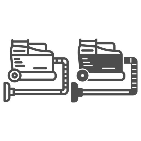 Aspirateur pour ligne de nettoyage chimique et humide et icône solide, concept de nettoyage, panneau vectoriel hoover sur fond blanc, icône de style contour pour concept mobile et conception web. Graphiques vectoriels. — Image vectorielle