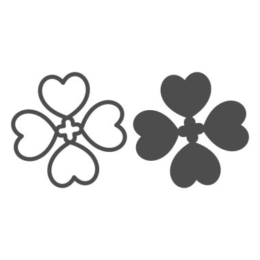 Dört yapraklı Yonca, iyi şans çizgisi ve sağlam ikon, kumar konsepti, beyaz arka planda şanslı vektör işareti, mobil konsept ve web tasarımı için taslak tarzı ikonu. Vektör grafikleri.