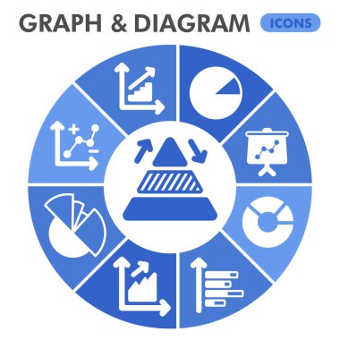 Modern grafik ve diyagram Infographic tasarım şablonu. Mavi arka planda dokuz basamaklı donut tasarımı ile büyüme grafiği infografik görselleştirmesi. Sunum için analitik şablon. Yaratıcı vektör.
