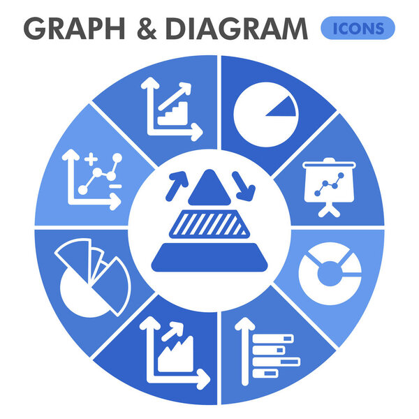 Modern graph and diagram Infographic design template. Growth chart inphographic visualization with nine steps doughnut design on blue background. Analytic template for presentation. Creative vector.