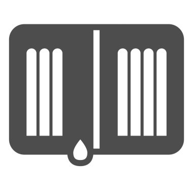 Açık kalem kutusu, okul, ofis, üniversite katı ikonu, eğitim kavramı, beyaz arka planda kalem vektör işareti, mobil konsept ve web tasarımı için kabartma tarzı simge. Vektör grafikleri.