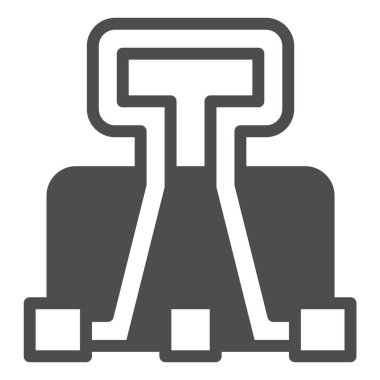 Bağlayıcı ataç, ataç, kağıt, kırtasiye, ofis katı ikonu, eğitim konsepti, beyaz arkaplan üzerinde dosya taşıyıcı vektör işareti, mobil konsept ve web tasarımı için kabartma tarzı simge. Vektör grafikleri.