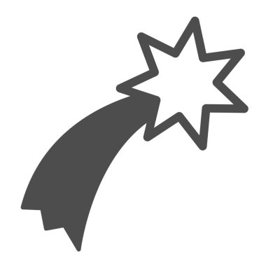 Kayan yıldız, kuyruklu yıldız, kayan katı ikon, eğitim kavramı, meteor, beyaz arka planda göktaşı vektör işareti, mobil konsept ve web tasarımı için glyph tarzı simge. Vektör grafikleri.