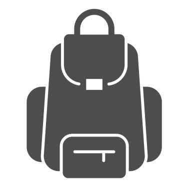 Cepli okul çantası, sırt çantası, yürüyüş ikonu, eğitim konsepti, beyaz arka planda sırt çantası vektör işareti, mobil konsept ve web tasarımı için sembol. Vektör grafikleri.