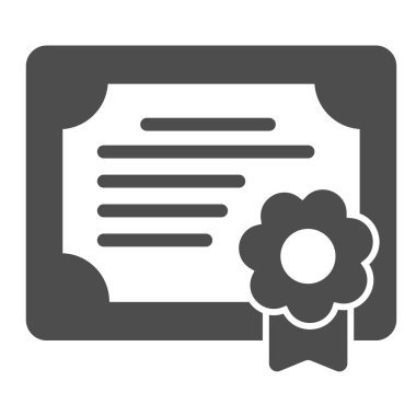 Sertifika, okul diploması, sağlam belge simgesi, eğitim konsepti, beyaz arkaplandaki özgeçmiş vektör işareti, mobil konsept ve web tasarımı için kabartma tarzı simge. Vektör grafikleri.