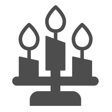 Cadılar Bayramı şamdanı, mum, şamdan, şamdan katı ikon, cadılar bayramı konsepti, beyaz arka planda deco vektör işareti, mobil konsept ve web tasarımı için glyph tarzı ikon. Vektör grafikleri.