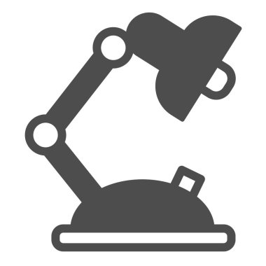 Masa lambası, aydınlatma, daha hafif katı ikon, eğitim kavramı, beyaz arka planda ışıklandırma vektör işareti, mobil konsept ve web tasarımı için kabartma tarzı simge. Vektör grafikleri.