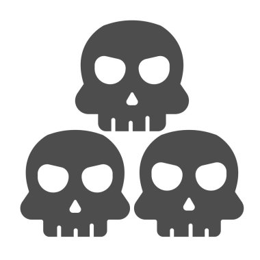 Üç kafatası, kafatası piramidi, cadılar bayramı simgesi, cadılar bayramı konsepti, beyaz arka planda korku gecesi vektör işareti, mobil konsept ve web tasarımı için glyph tarzı simge. Vektör grafikleri.