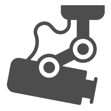 Tavan arası gözetleme kamerası, emlak koruması katı ikonu, CCTV konsepti, beyaz arka planda kamera vektör işareti, mobil konsept ve web tasarımı için sembol. Vektör grafikleri.