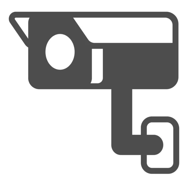 Cámara de vigilancia al aire libre, montada en la pared, icono sólido de seguridad, concepto de CCTV, signo de vector de seguridad sobre fondo blanco, icono de estilo glifo para el concepto móvil y el diseño web. Gráficos vectoriales. — Vector de stock