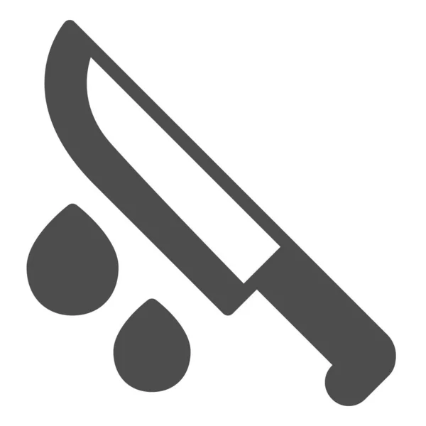 Cuchillo y gotas de sangre, asesino, ícono sólido maniático, concepto de Halloween, signo de vector de la hoja sangrienta en el fondo blanco, icono de estilo glifo para el concepto móvil y el diseño web. Gráficos vectoriales. — Archivo Imágenes Vectoriales