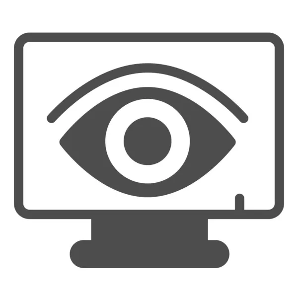 Monitor monoblock, ασφάλεια, μάτι, παρατήρηση στερεό εικονίδιο, CCTV έννοια, σήμα φορέα ασφάλειας δεδομένων σε λευκό φόντο, εικονίδιο glyph στυλ για την κινητή έννοια και web design. Διανυσματικά γραφικά. — Διανυσματικό Αρχείο