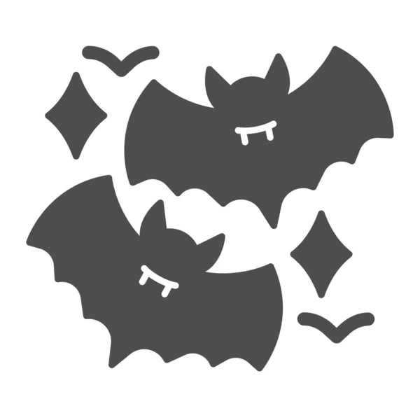 Dos murciélagos y estrellas, vampiro, icono sólido de Halloween, concepto de Halloween, signo vectorial de noche de horror sobre fondo blanco, icono de estilo glifo para el concepto móvil y el diseño web. Gráficos vectoriales. — Vector de stock