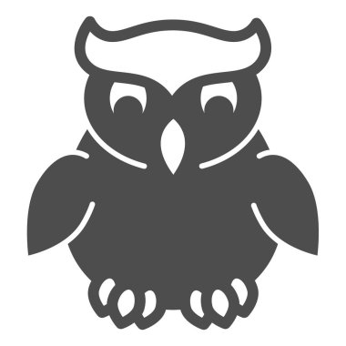 Baykuş, cadılar bayramı, ürkütücü kuş, koyu maskot katı ikonu, cadılar bayramı konsepti, beyaz arka planda gece kuşu vektör işareti, mobil konsept ve web tasarımı için glyph tarzı ikon. Vektör grafikleri.