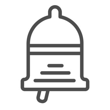 Zil, alarm, vızıltı, uyarı hattı simgesi, okul konsepti, beyaz arka planda okul çanı vektör işareti, mobil konsept ve web tasarımı için taslak biçimi simgesi. Vektör grafikleri.