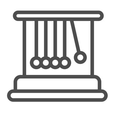 Newton beşiği, top çizgisi ikonu, eğitim konsepti, beyaz arka planda sarkacı işareti, mobil konsept ve web tasarımı için taslak tarzı ikonu. Vektör grafikleri.