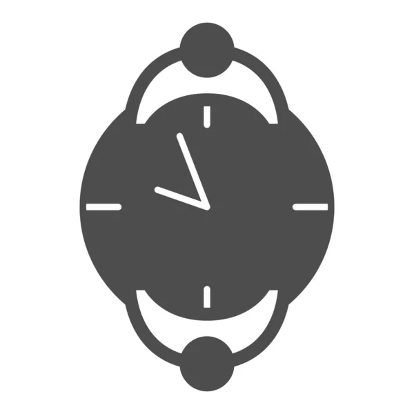 Encuentro romántico para dos en una mesa hecha de icono de reloj sólido, concepto de citas, signo de vector de fecha sobre fondo blanco, icono de estilo glifo para el concepto móvil y diseño web. Gráficos vectoriales. — Vector de stock