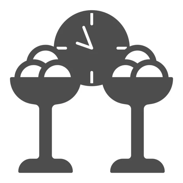 双份冰淇淋，速度日，时钟实心图标，速度日概念，白色背景上的日期矢量符号，移动概念和网页设计的字形图标。矢量图形. — 图库矢量图片