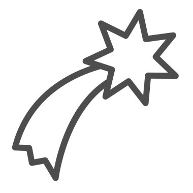 Kayan yıldız, kuyruklu yıldız, kayan çizgi ikonu, eğitim kavramı, meteor, beyaz arka planda göktaşı vektör işareti, mobil konsept ve web tasarımı için taslak biçimi simgesi. Vektör grafikleri.