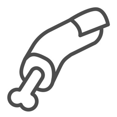 Bir kemik, tırnak, zombi, cadılar bayramı çizgisi ikonu, cadılar bayramı konsepti, beyaz arka planda ölüm parmağı vektör işareti, mobil konsept ve web tasarımı için taslak tarzı ikon. Vektör grafikleri.