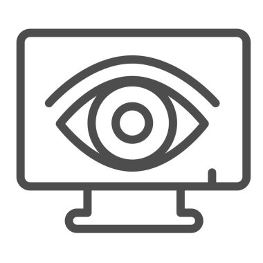 Monoblock, güvenlik, göz, gözlem hattı ikonu, CCTV konsepti, beyaz arka planda veri güvenliği vektör işareti, mobil konsept ve web tasarımı için taslak biçimi simgesi. Vektör grafikleri.