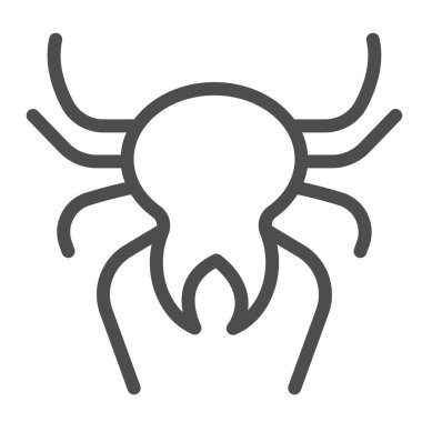 Spider, cadılar bayramı süslemesi, mite, böcek çizgisi ikonu, cadılar bayramı konsepti, beyaz arka planda böcek vektör işareti, mobil konsept ve web tasarımı için taslak tarzı simge. Vektör grafikleri.