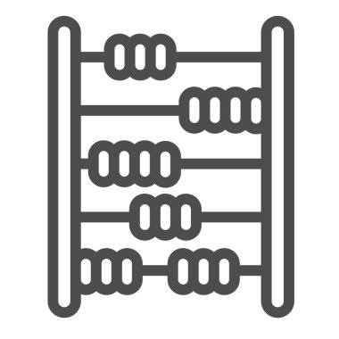 Abaküs, matematik, sayma, sayma, sayma, aritmetik çizgi ikonu, eğitim konsepti, beyaz arka planda muhasebe vektör işareti, mobil konsebe ve web tasarımı için taslak biçimi simgesi. Vektör grafikleri.