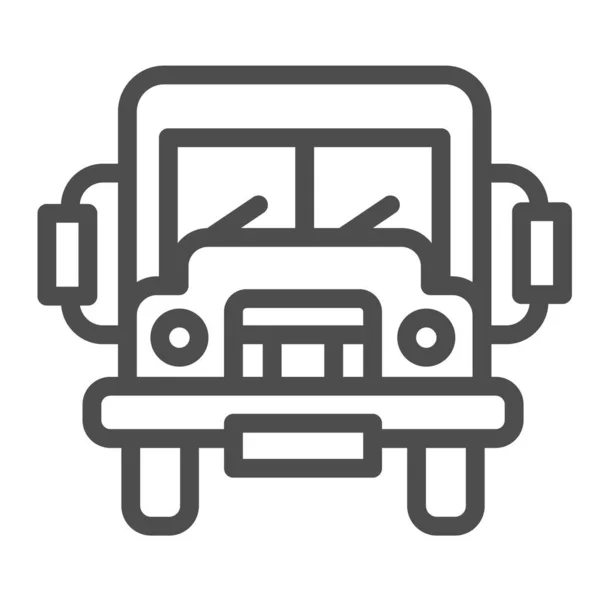 Autobús escolar, camión, icono de la línea de camiones, concepto de educación, signo de vector de autobus sobre fondo blanco, icono de estilo de esquema para el concepto móvil y diseño web. Gráficos vectoriales. — Archivo Imágenes Vectoriales