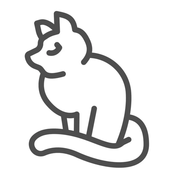 Gato negro, sentado, Halloween, gatito icono de línea, concepto de Halloween, signo de vector gato descontento en el fondo blanco, icono de estilo de esquema para el concepto móvil y diseño web. Gráficos vectoriales. — Archivo Imágenes Vectoriales