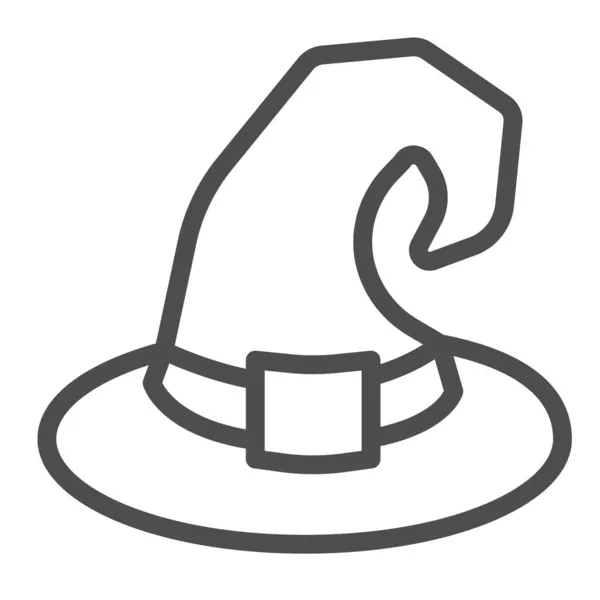 Відьомський капелюх, Хеллоуїн, чарівник, значок косплей-лінії, концепція Хеллоуїна, знак магічного капелюха на білому тлі, значок стилю контуру для мобільної концепції та веб-дизайну. Векторна графіка . — стоковий вектор