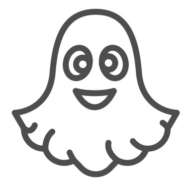 Hayalet, cadılar bayramı, ruh, komik, şirin, hortlak çizgisi ikonu, cadılar bayramı konsepti, beyaz arka planda hayalet vektör işareti, mobil konsept ve web tasarımı için taslak tarzı simge. Vektör grafikleri.