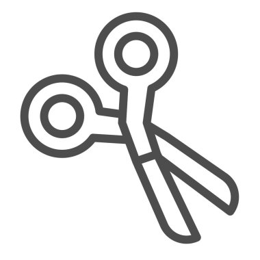 Makas, araç, okul, kesim, ürün çizgisi simgesi, eğitim konsepti, beyaz arka planda makas vektör işareti, mobil konsept ve web tasarımı için taslak biçimi simgesi. Vektör grafikleri.