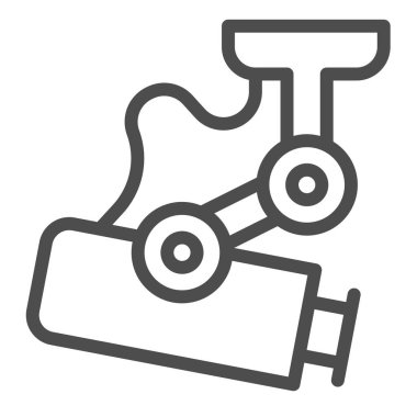 Açık hava güvenlik kamerası, emlak koruma hattı ikonu, CCTV konsepti, beyaz arka planda kamera vektör işareti, mobil konsept ve web tasarımı için taslak tarzı ikon. Vektör grafikleri.