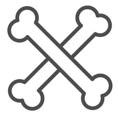 Çapraz kemikler, cadılar bayramı, cadılar bayramı çizgisi ikonu, cadılar bayramı konsepti, beyaz arka planda korku gecesi vektör işareti, mobil konsept ve web tasarımı için tasarım tasarımı için taslak tarzı ikonu. Vektör grafikleri.