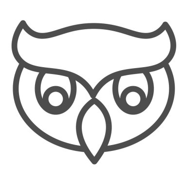 Baykuş kafası, cadılar bayramı korkunç maskot çizgisi ikonu, cadılar bayramı konsepti, beyaz arka planda gece kuşu vektör işareti, mobil konsept ve web tasarımı için taslak tarzı ikon. Vektör grafikleri.