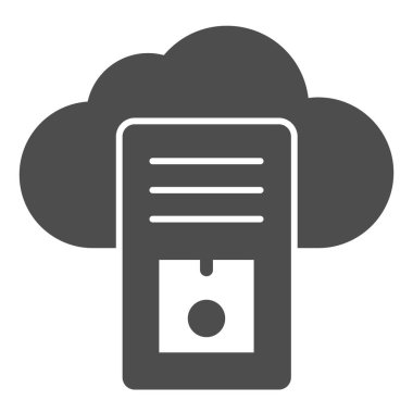 Bulut sunucusu, veri depolama katı simgesi, CCTV konsepti, beyaz arkaplanda veritabanı vektör işareti, mobil konsept ve web tasarımı için sembol. Vektör grafikleri.