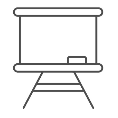 Okul kurulu, resim sehpası, karatahta ince çizgi ikonu, eğitim konsepti, beyaz arka planda karatahta vektör işareti, mobil konsept ve web tasarımı için taslak biçimi simgesi. Vektör grafikleri.