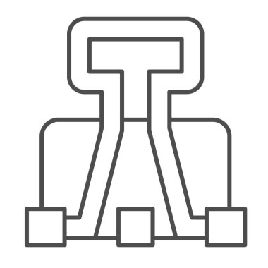 Bağlayıcı ataç, ataç, kağıt, kırtasiye, ofis çizgisi simgesi, eğitim konsepti, beyaz arkaplan üzerinde dosya taşıyıcı vektör işareti, mobil konsept ve web tasarımı için taslak biçimi simgesi. Vektör grafikleri.