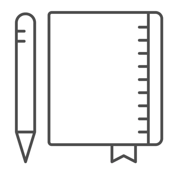 Notizbuch und Stift, Copybook, Zeichenblock, Notizblock Thin Line Icon, Bildungskonzept, Pad Vektor Sign auf weißem Hintergrund, Outline Style Icon für mobiles Konzept und Webdesign. Vektorgrafik. — Stockvektor