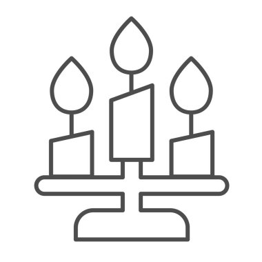 Cadılar Bayramı şamdanı, mum, şamdan, ince çizgi ikonu, cadılar bayramı konsepti, beyaz arka planda deco vektör işareti, mobil konsept ve web tasarımı için taslak stil ikonu. Vektör grafikleri.
