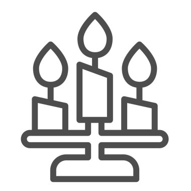 Cadılar Bayramı şamdanı, mum, şamdan, şamdan çizgisi ikonu, Cadılar Bayramı konsepti, beyaz arka planda deco vektör işareti, mobil konsept ve web tasarımı için taslak stil ikonu. Vektör grafikleri.