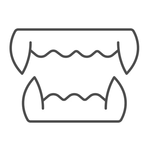 Клыки вампира, Хэллоуин, икона тонкой линии зубов демона, концепция Хэллоуина, вектор рта дьявола на белом фоне, иконка стиля набросков для мобильной концепции и веб-дизайна. Векторная графика. — стоковый вектор