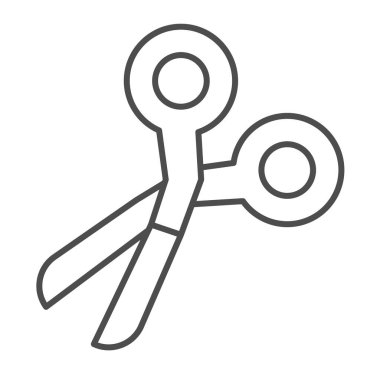 Makas, araç, okul, kesim, ince çizgi ikonu, eğitim konsepti, beyaz arka planda makas vektör işareti, mobil konsept ve web tasarımı için taslak biçimi simgesi. Vektör grafikleri.