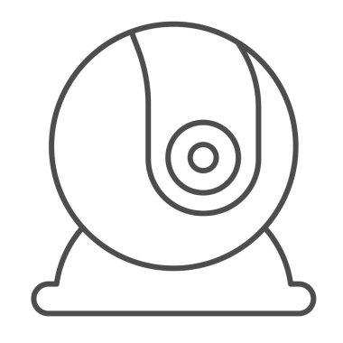 Masaüstü webcam, dijital kamera, CCCTV ince çizgi ikonu, CCTV konsepti, beyaz arkaplanda ön web cam vektör işareti, mobil konsept ve web tasarımı için taslak biçimi simgesi. Vektör grafikleri.