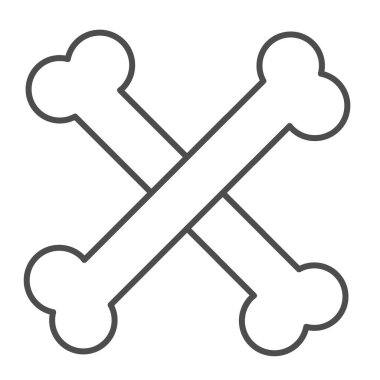 Çapraz kemikler, cadılar bayramı, çapraz kemikler ince çizgi ikonu, cadılar bayramı konsepti, beyaz arka planda korku gecesi vektör işareti, mobil konsept ve web tasarımı için taslak tarzı ikon. Vektör grafikleri.