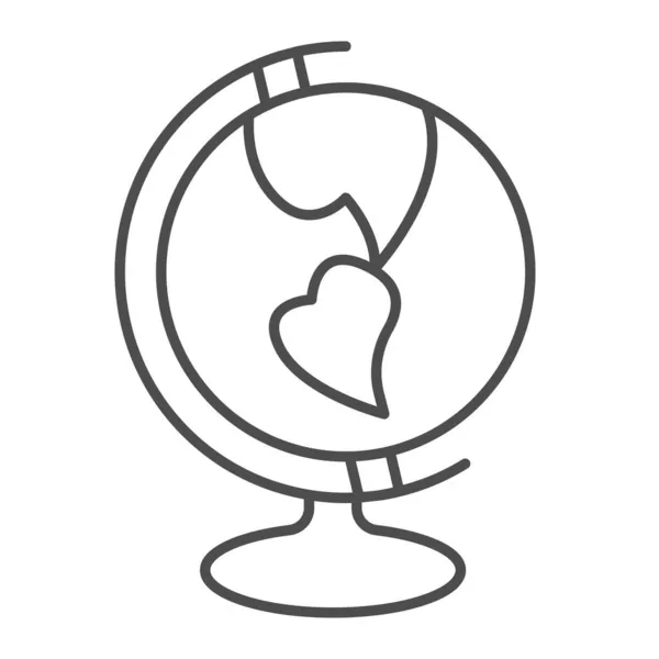 Globo, escuela, geografía, tierra, continente icono de línea delgada, concepto de educación, signo de vector de esfera sobre fondo blanco, icono de estilo de esquema para el concepto móvil y diseño web. Gráficos vectoriales. — Vector de stock