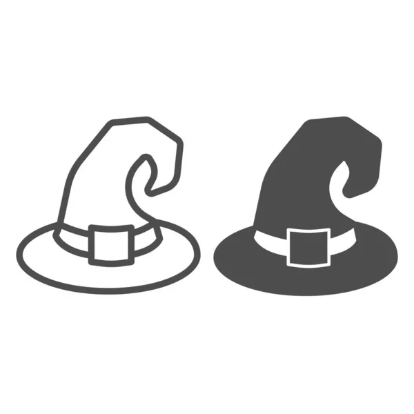 Chapeau de sorcière, Halloween, magicien, ligne de cosplay et icône solide, concept d'Halloween, signe vectoriel chapeau magique sur fond blanc, icône de style contour pour concept mobile et conception web. Graphiques vectoriels. — Image vectorielle