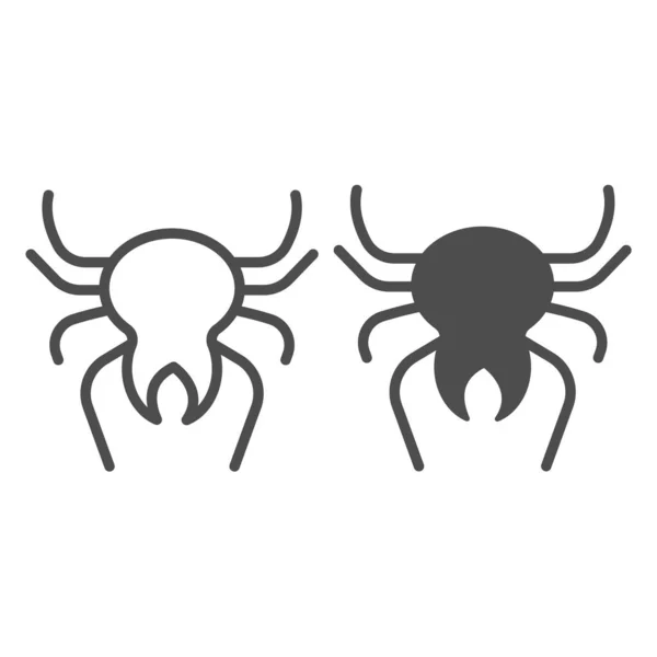 Spider, halloween spooky decoratie, mijt, bug lijn en solide pictogram, Halloween concept, insect vector teken op witte achtergrond, outline stijl pictogram voor mobiele concept en web design. vectorgrafieken. — Stockvector