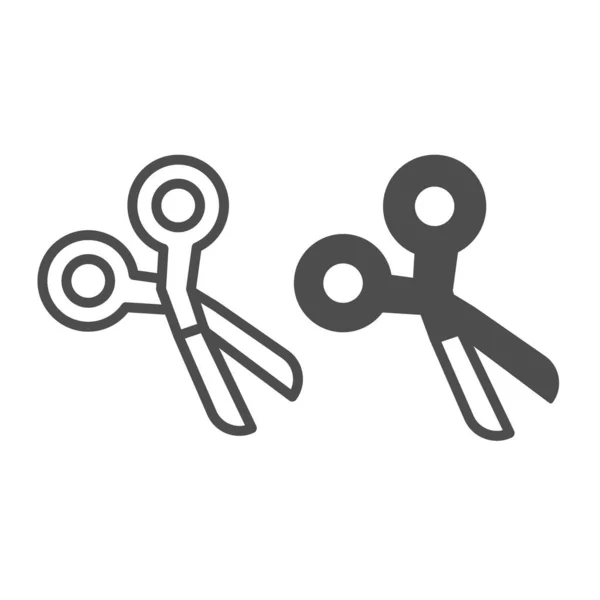 Scissors, tool, school, cut, crop line and solid icon, Education Concept, shears vector sign on white background, outline style icon for mobile conception and web design. 벡터 그래픽. — 스톡 벡터